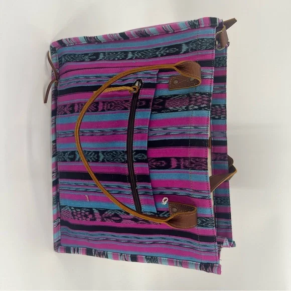 Nena & Co. 13in x 17in One Of A Kind Guatemala Travel Tote Bag Purple,blue,blk - Picture 10 of 12